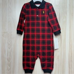 Ralph Lauren Kids Red and Black Plaid Footie